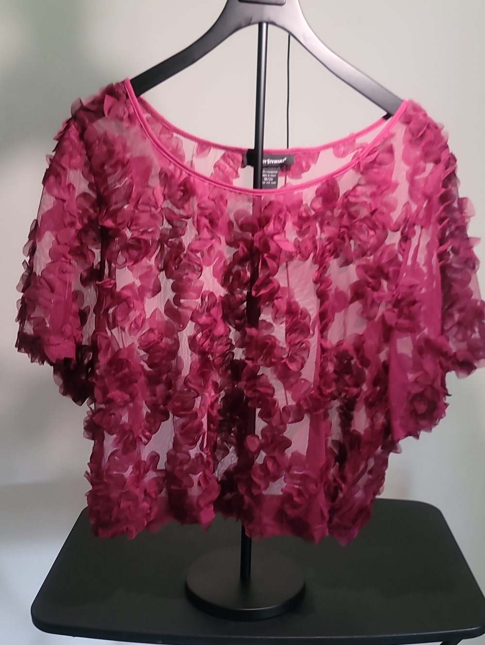 18/20 Ashley Stewart Rose Pink Floral Appliqué Sheer Blouse